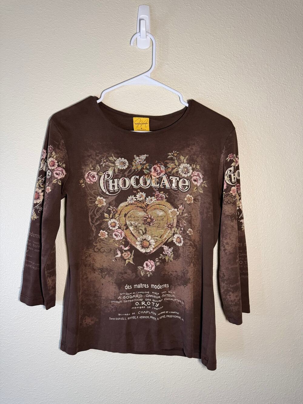 Y2K Katina Marie Top Women’s Small Brown Chocolate Vintage Embellished